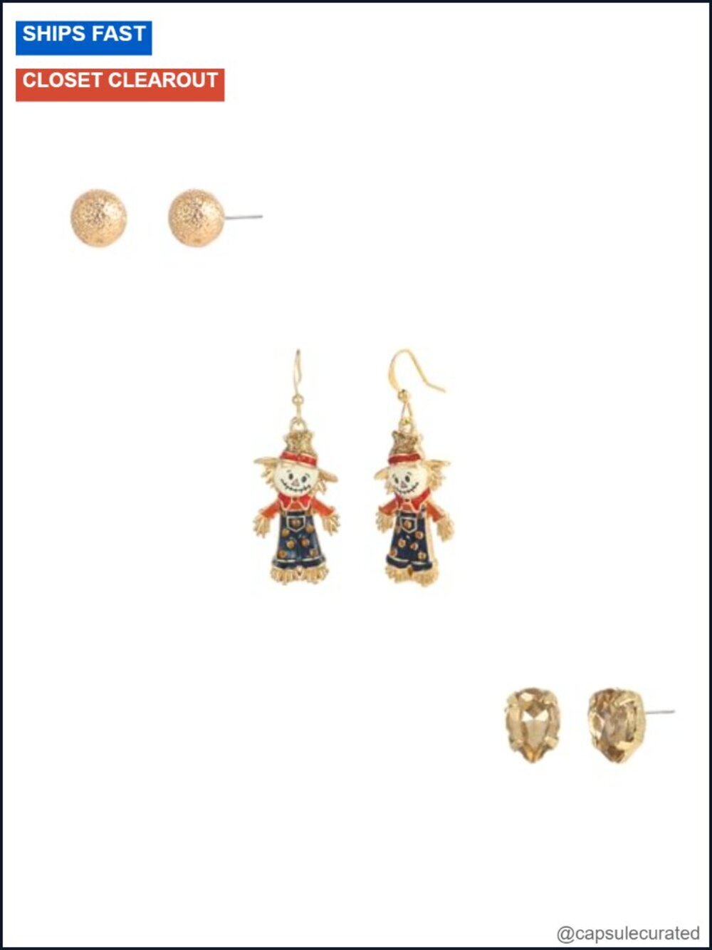 3 Pairs Dangle Earrings Set - Drop Earrings for Women - Rhinestone